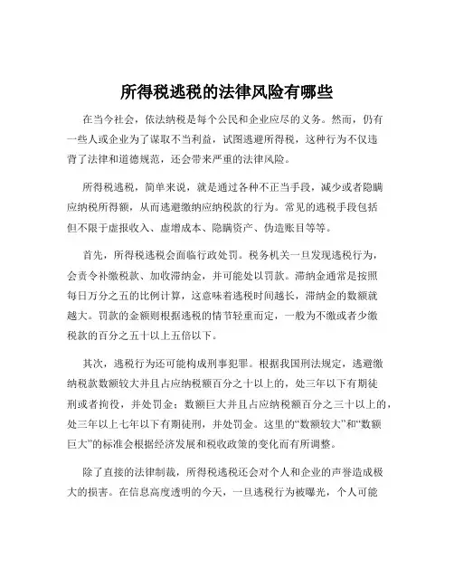 所得税逃税的法律风险有哪些