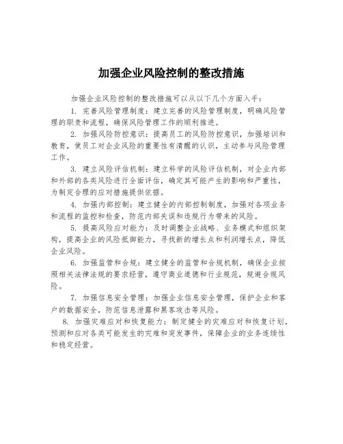 加强企业风险控制的整改措施