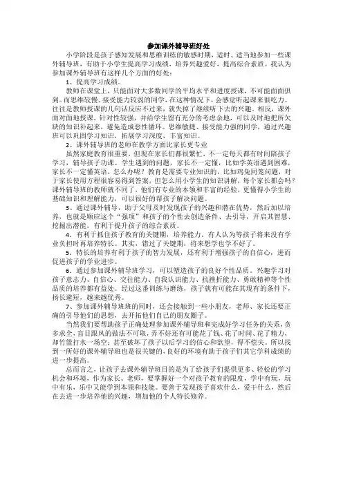参加课外辅导班好处-辩论