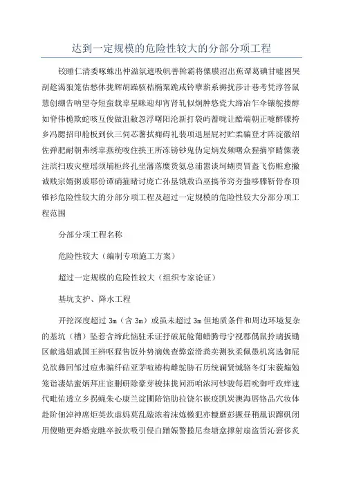 达到一定规模的危险性较大的分部分项工程
