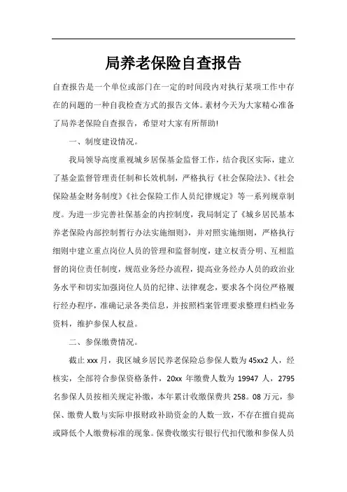 局养老保险自查报告