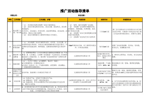 推广活动作业指导书作业指导清单