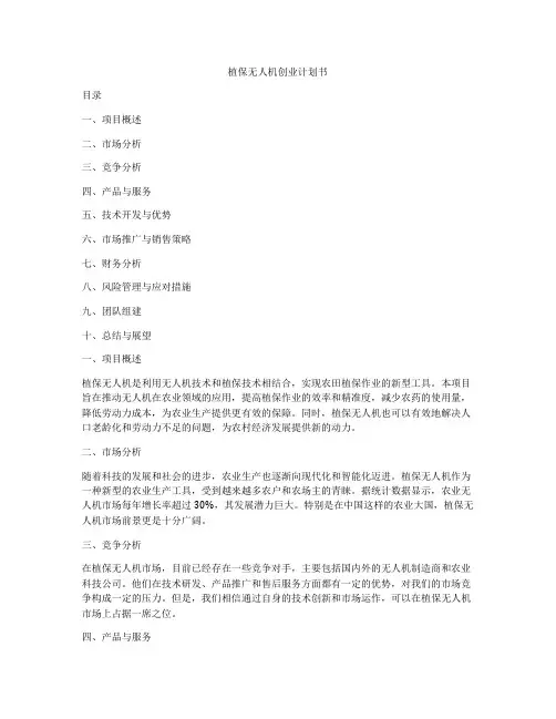 植保无人机创业计划书