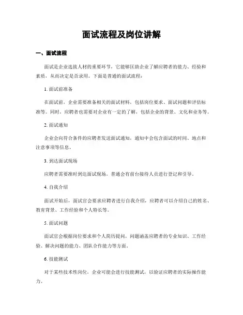 面试流程及岗位讲解
