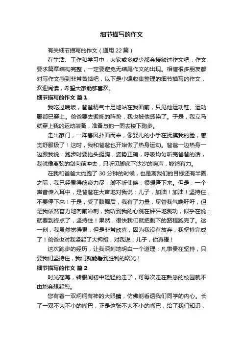 有关细节描写的作文（通用22篇）