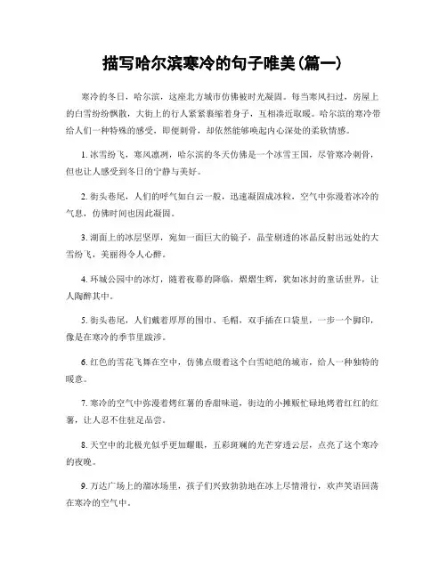 描写哈尔滨寒冷的句子唯美(精选2篇)