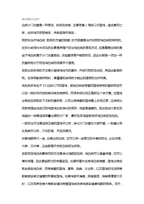 鸡白痢怎么治疗