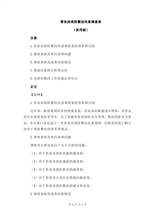 营业房消防整改民意调查表