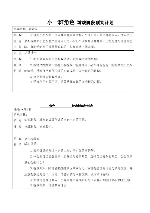 幼儿园小班角色游戏《娃娃家》