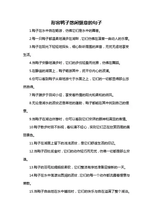 形容鸭子悠闲惬意的句子