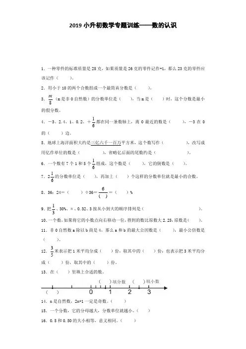 六年级下册数学试题 2019小升初数学专题-数的认识 含答案解析 全国通用