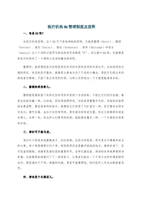医疗机构6s管理制度及流程