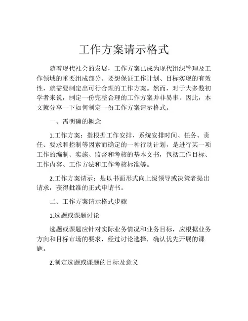 工作方案请示格式