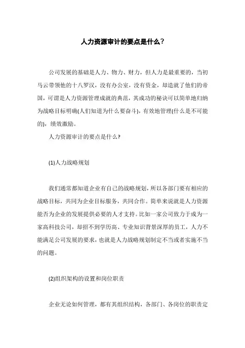 人力资源审计的要点是什么,人力资源管理目标主要包含哪些内容
