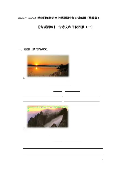 2024-2025学年四年级语文上学期期中复习讲练测(统编版)【专项训练】 古诗文和日积月累