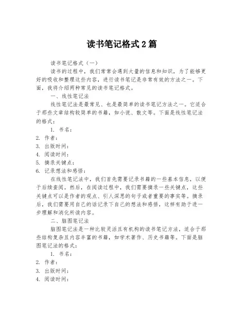 读书笔记格式
