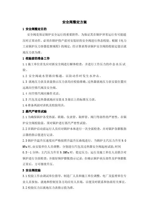 安全阀整定方案