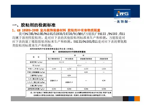 胶黏剂及行业相关检测标准