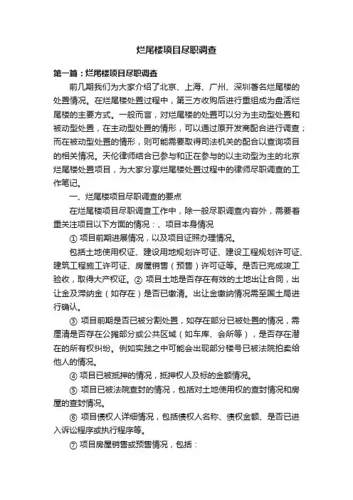 烂尾楼项目尽职调查