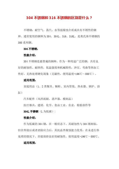 专业知识 304不锈钢和316不锈钢的区别是什么？
