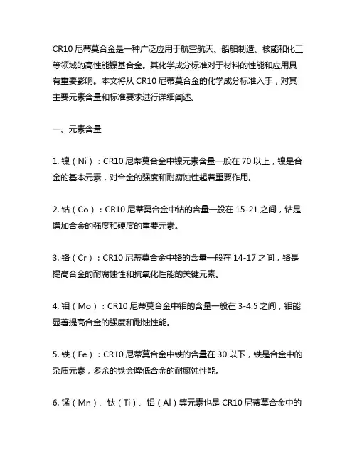 cr10nitimo化学成分标准