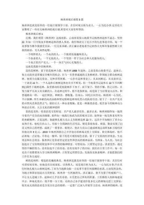 杨善洲观后感想5篇