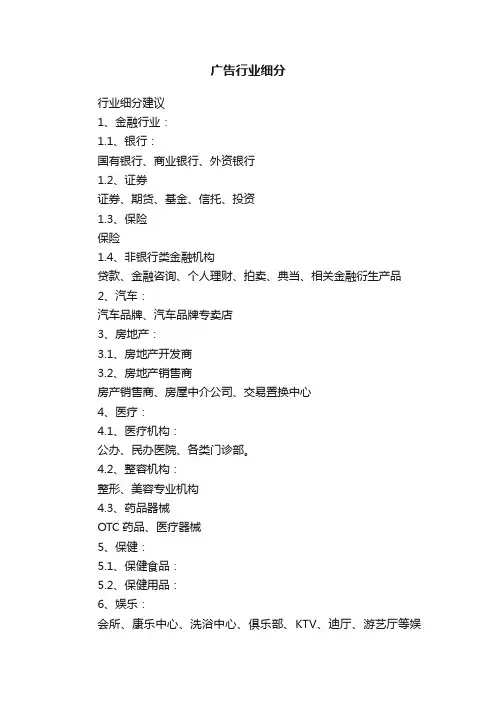 广告行业细分