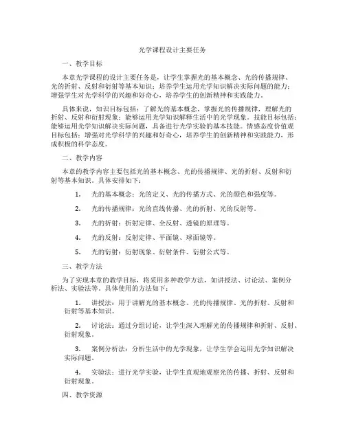 光学课程设计主要任务
