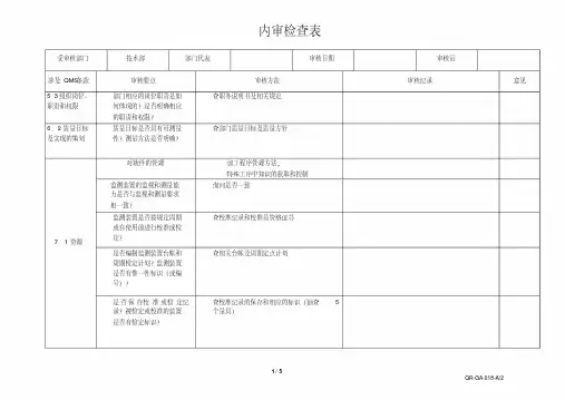 技术部内审检查表1
