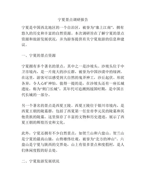 宁夏景点调研报告