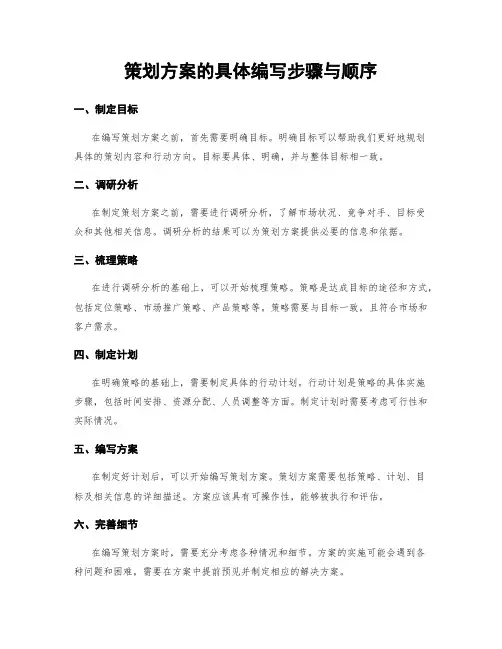 策划方案的具体编写步骤与顺序