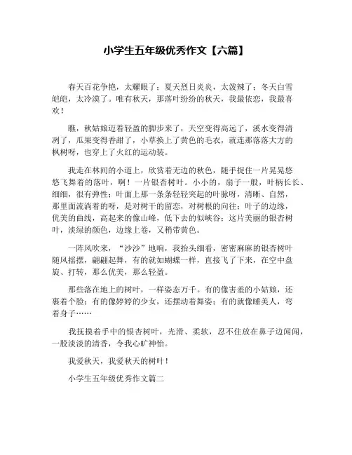 小学生五年级优秀作文【六篇】