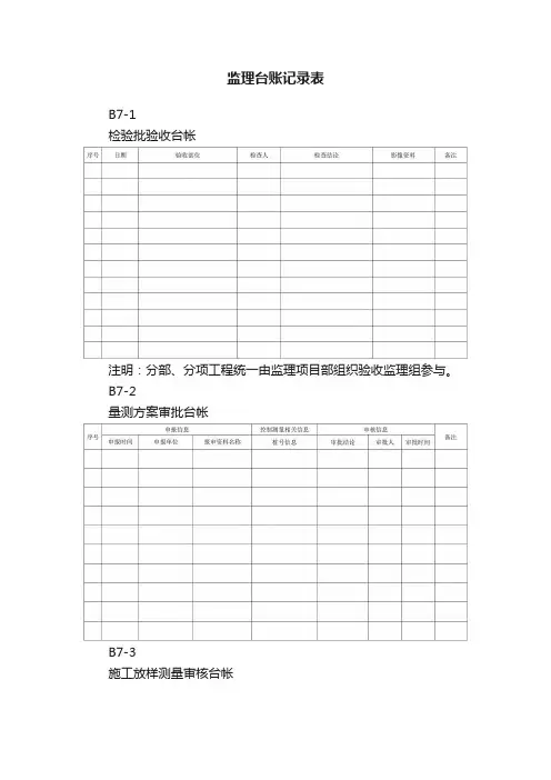 监理台账记录表