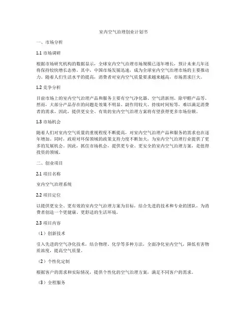 室内空气治理创业计划书