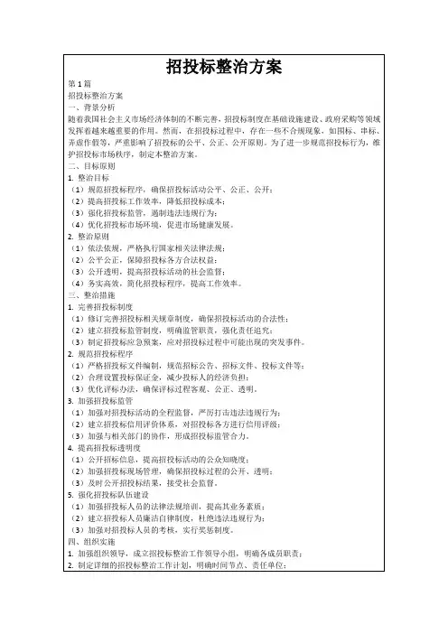 招投标整治方案