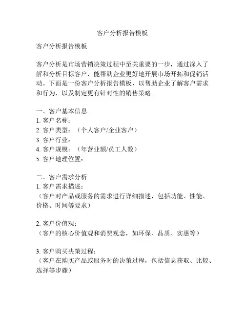 客户分析报告模板