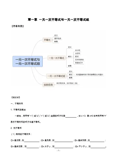 八下知识点-第二章 一元一次不等式与一元一次不等式组