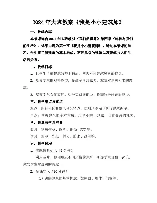 2024年大班教案《我是小小建筑师》