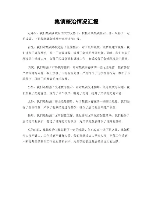 集镇整治情况汇报