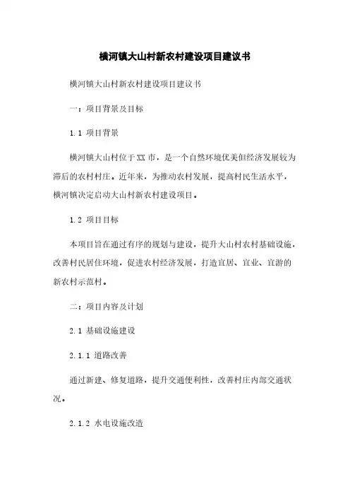 横河镇大山村新农村建设项目建议书