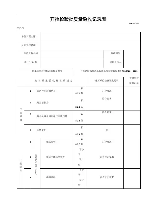 铁路给排水工程施工质量验收标准检验批(2011年版)