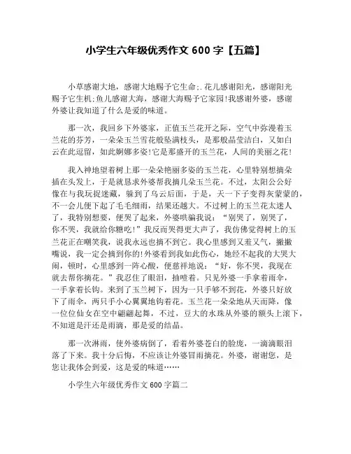 小学生六年级优秀作文600字【五篇】