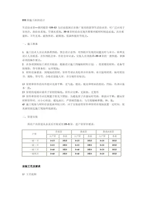 PPR管施工组织设计