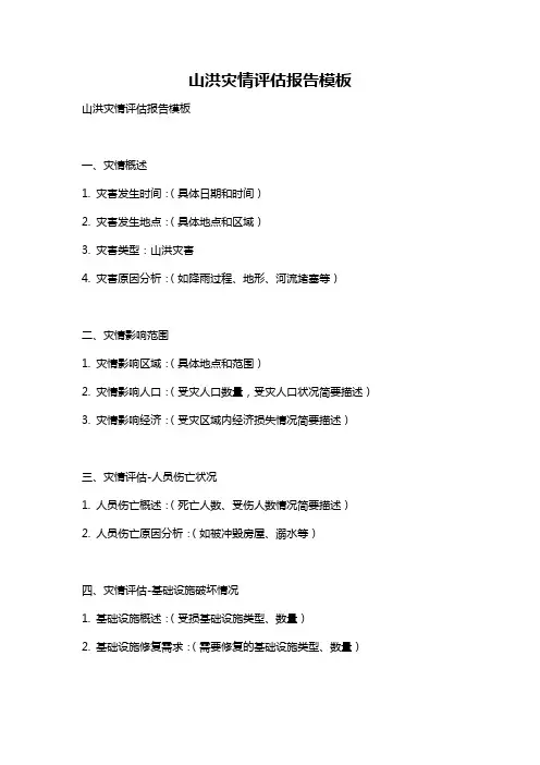 山洪灾情评估报告模板