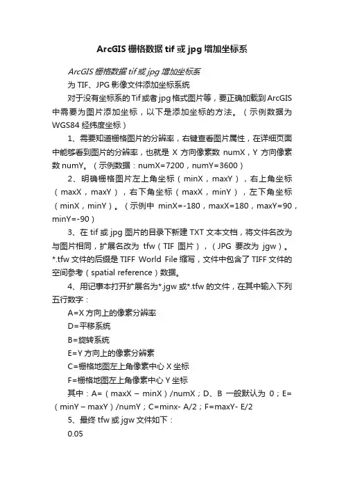ArcGIS栅格数据tif或jpg增加坐标系