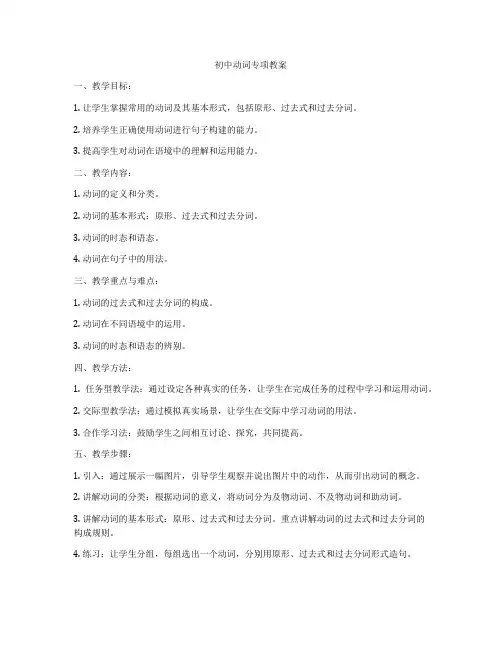 初中动词专项教案