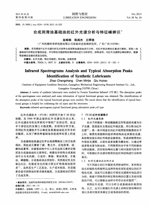 合成润滑油基础油的红外光谱分析与特征峰辨识