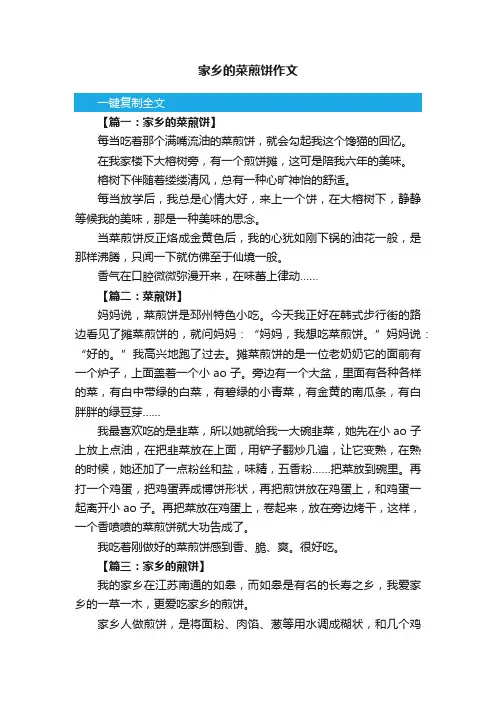 家乡的菜煎饼作文