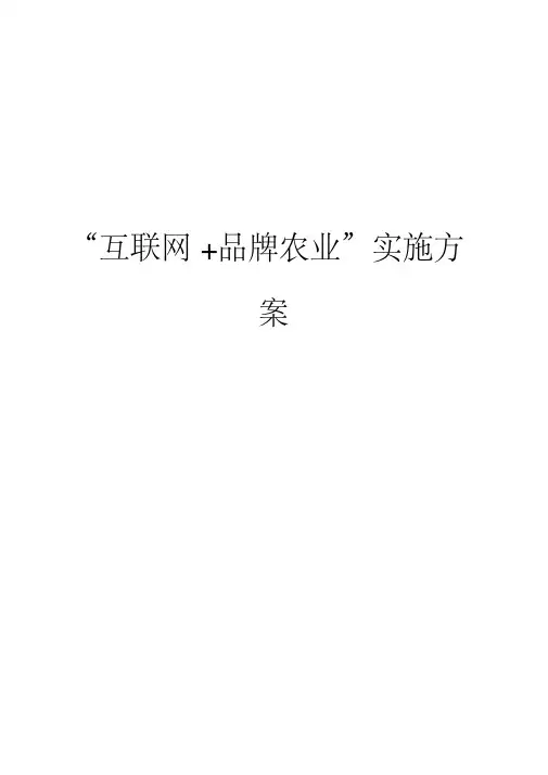 “互联网品牌农业”实施计划方案