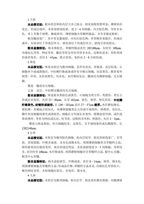 中药制药技术 30种中药粉末显微特征